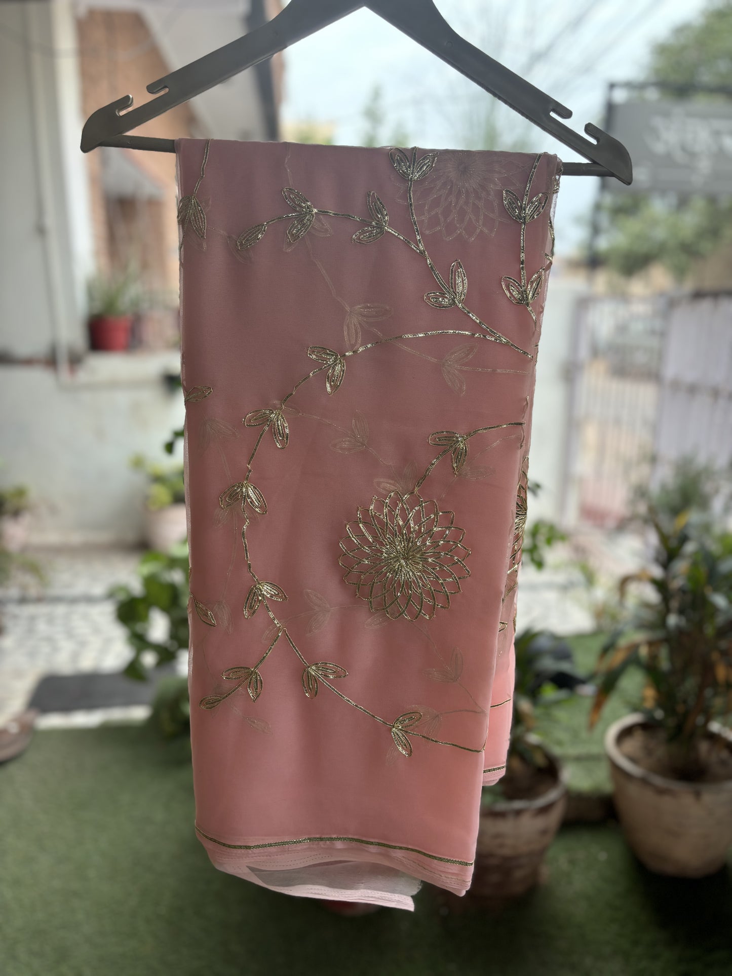 Peach Pink in Jaal work Anvi