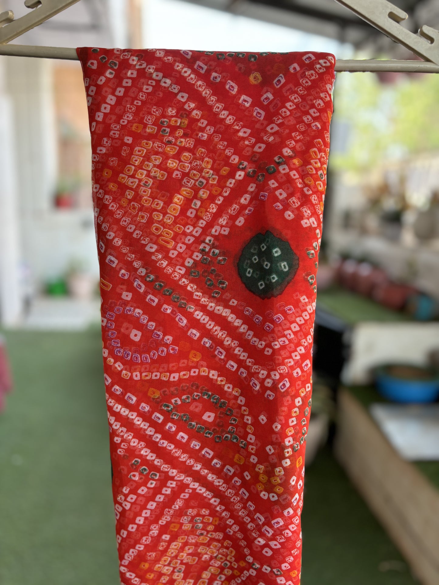 Orange Bandhani Saree with Ladu