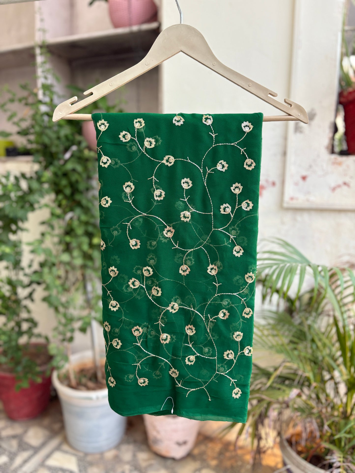 Green in zari work Anvi