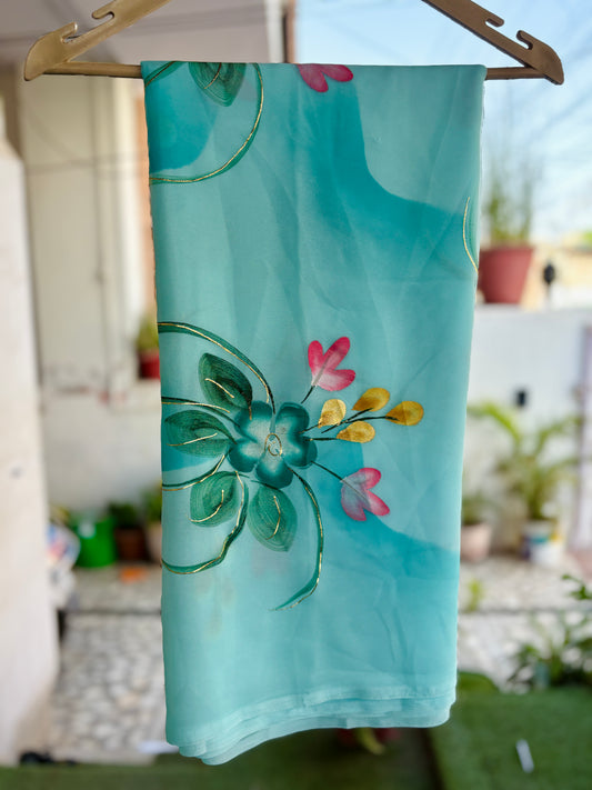 Sky Blue Flower Brush Paint