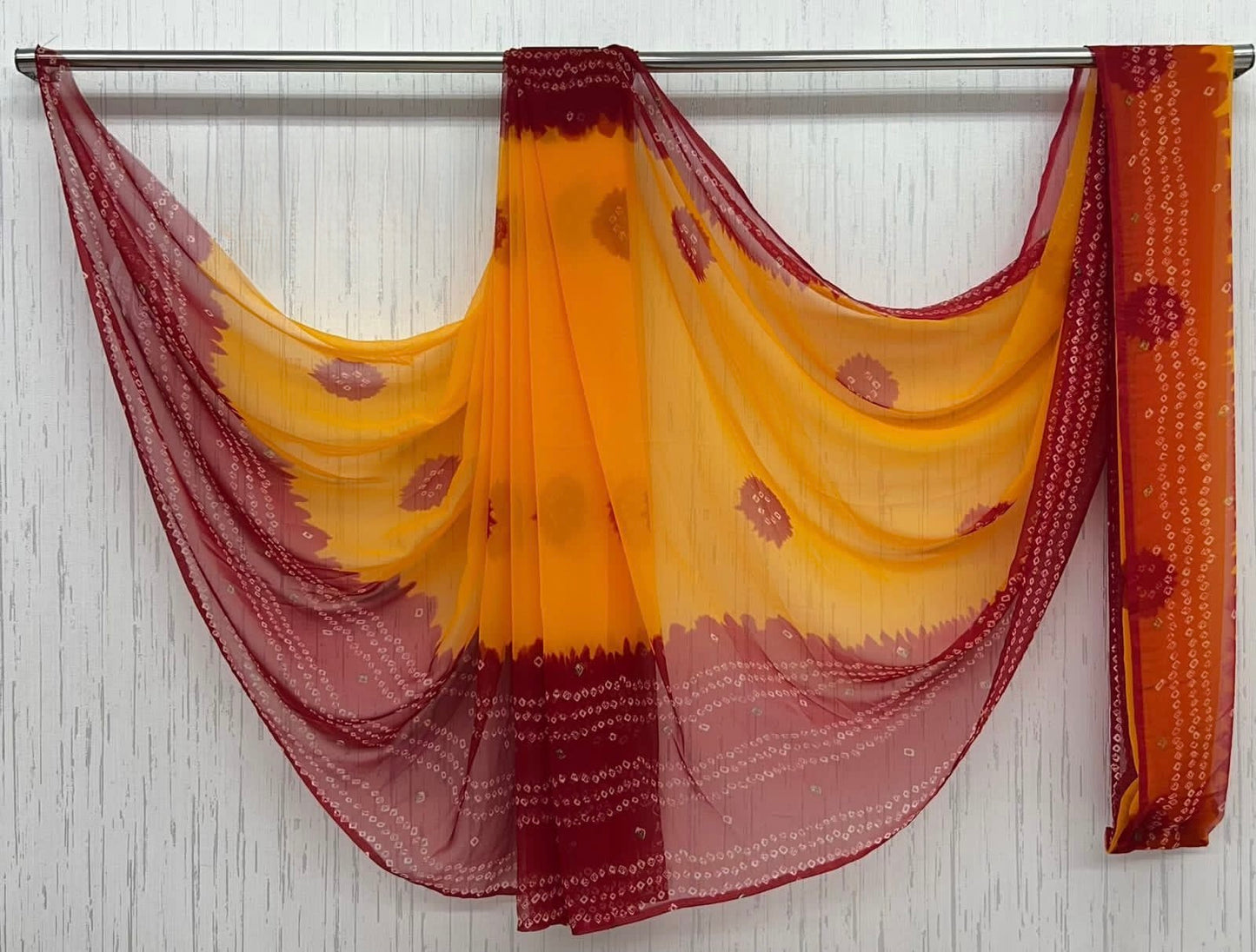 Yellow Mehroon Faganiya Saree