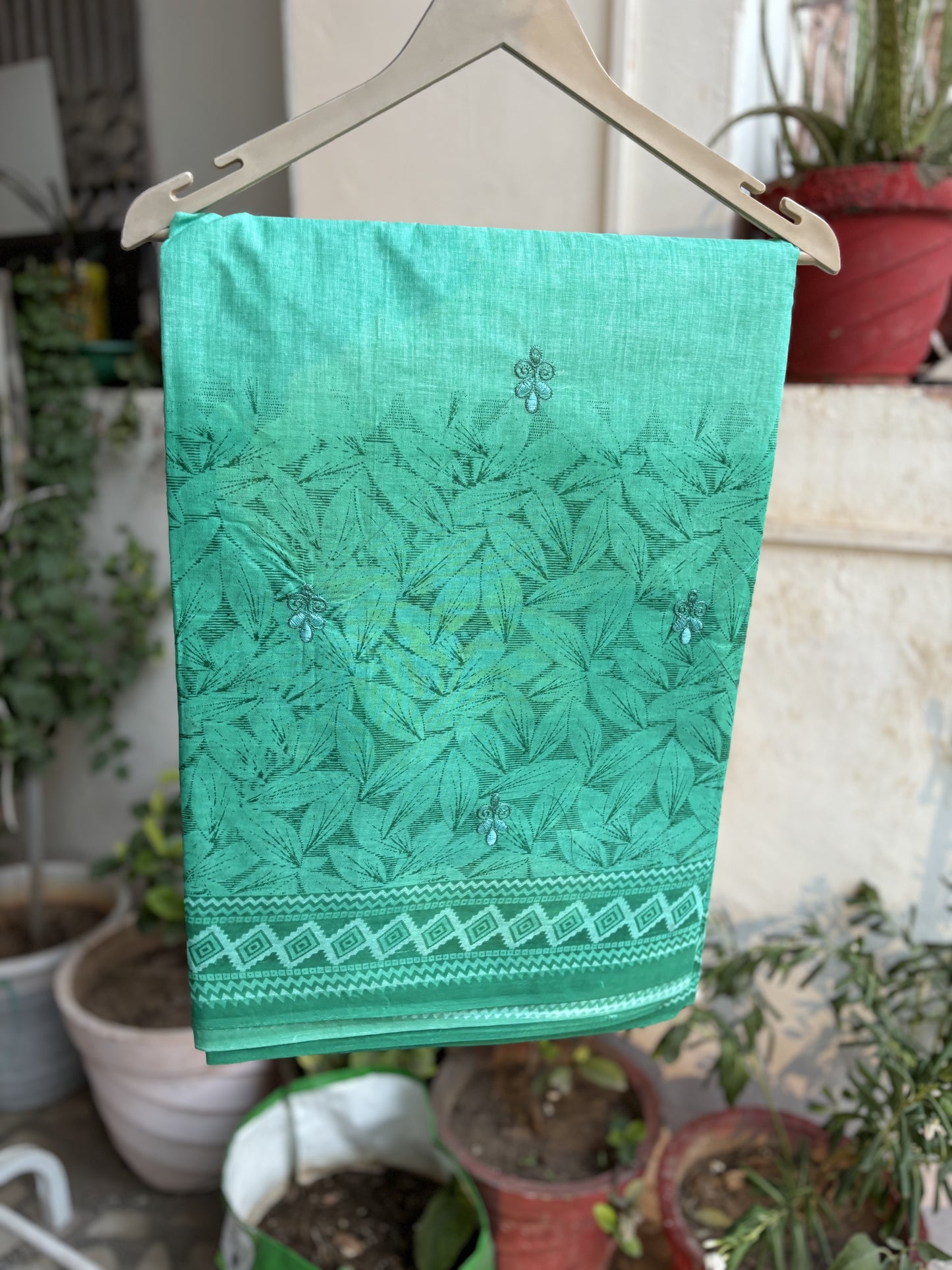 Sea Blue Cotton saree