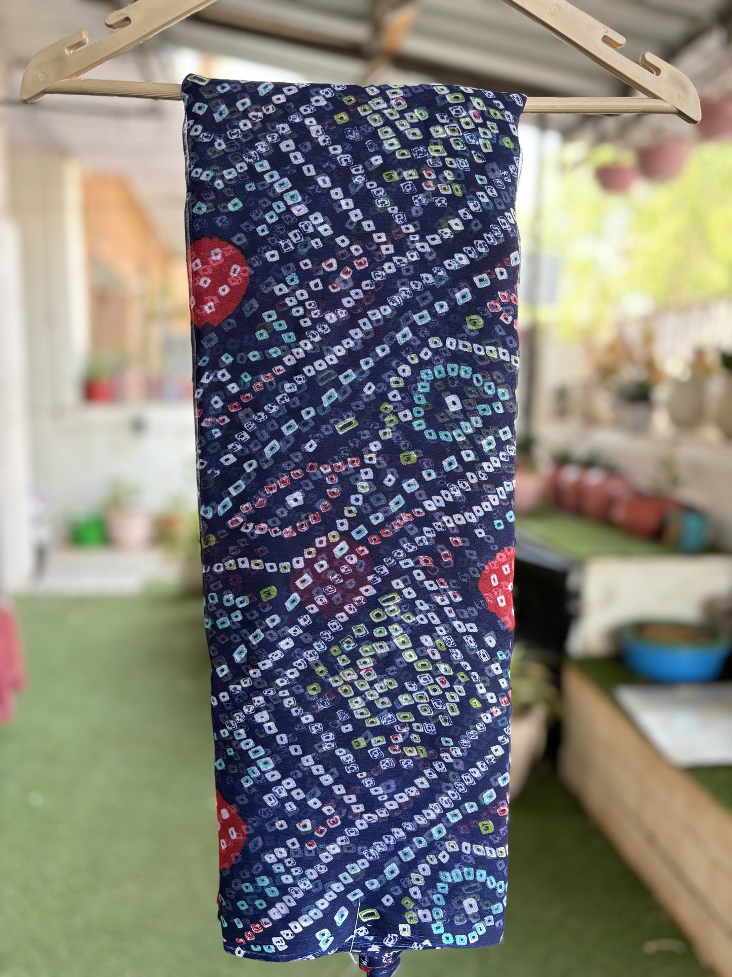 Navy Bandhani Saree with Ladu