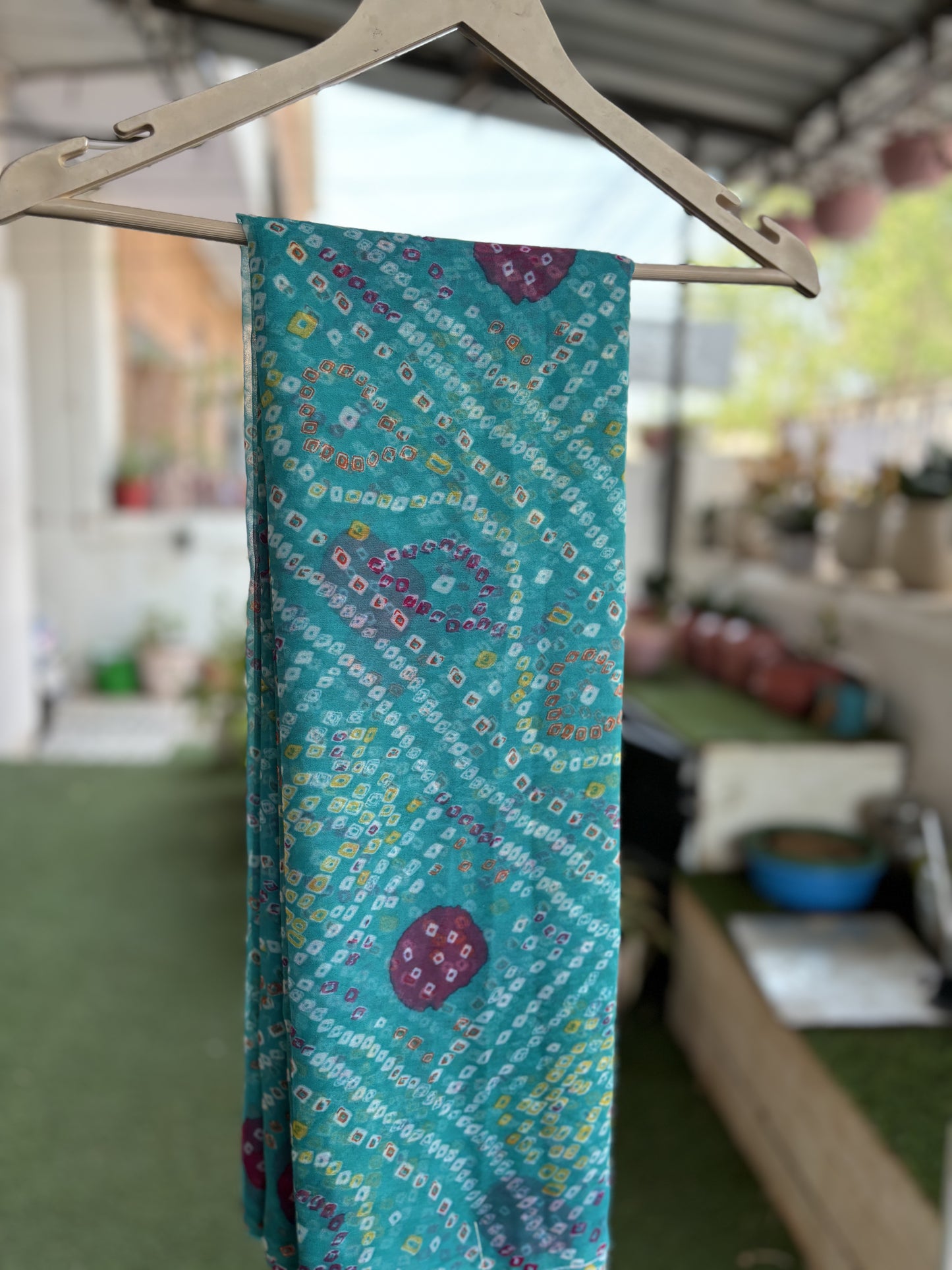 Rama Bandhani Saree with Ladu