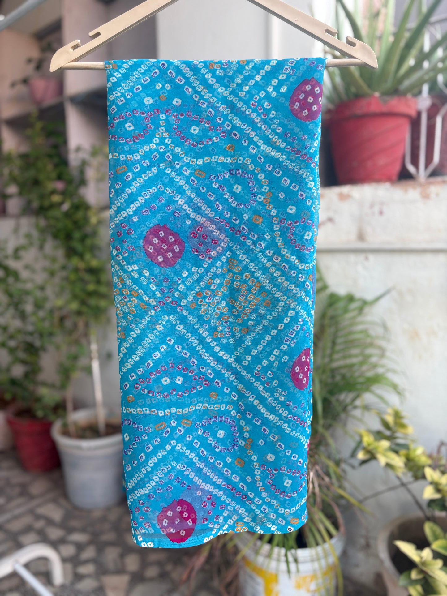 Blue Bandhani Saree with Ladu