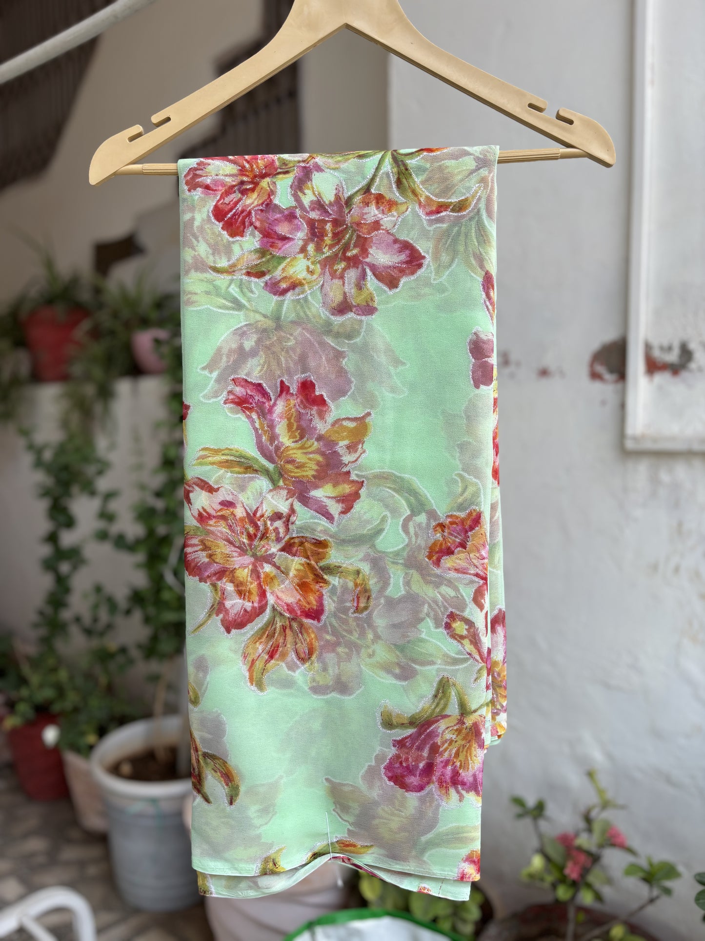 Light Green Flower shimmer work