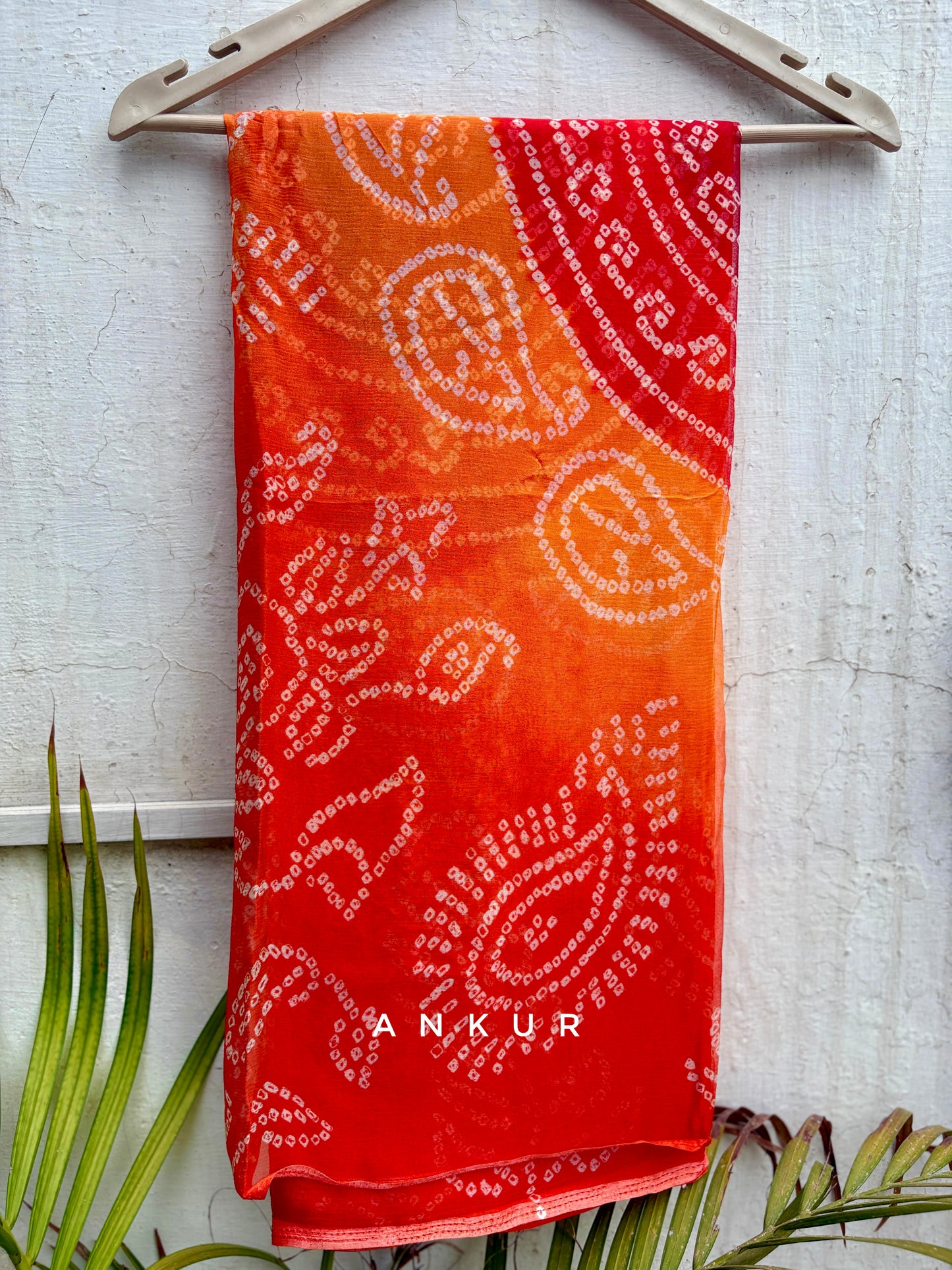 Bandhani Orange shade Isha Pure Chiffon