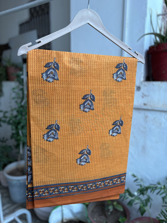 Mustard Cotton saree