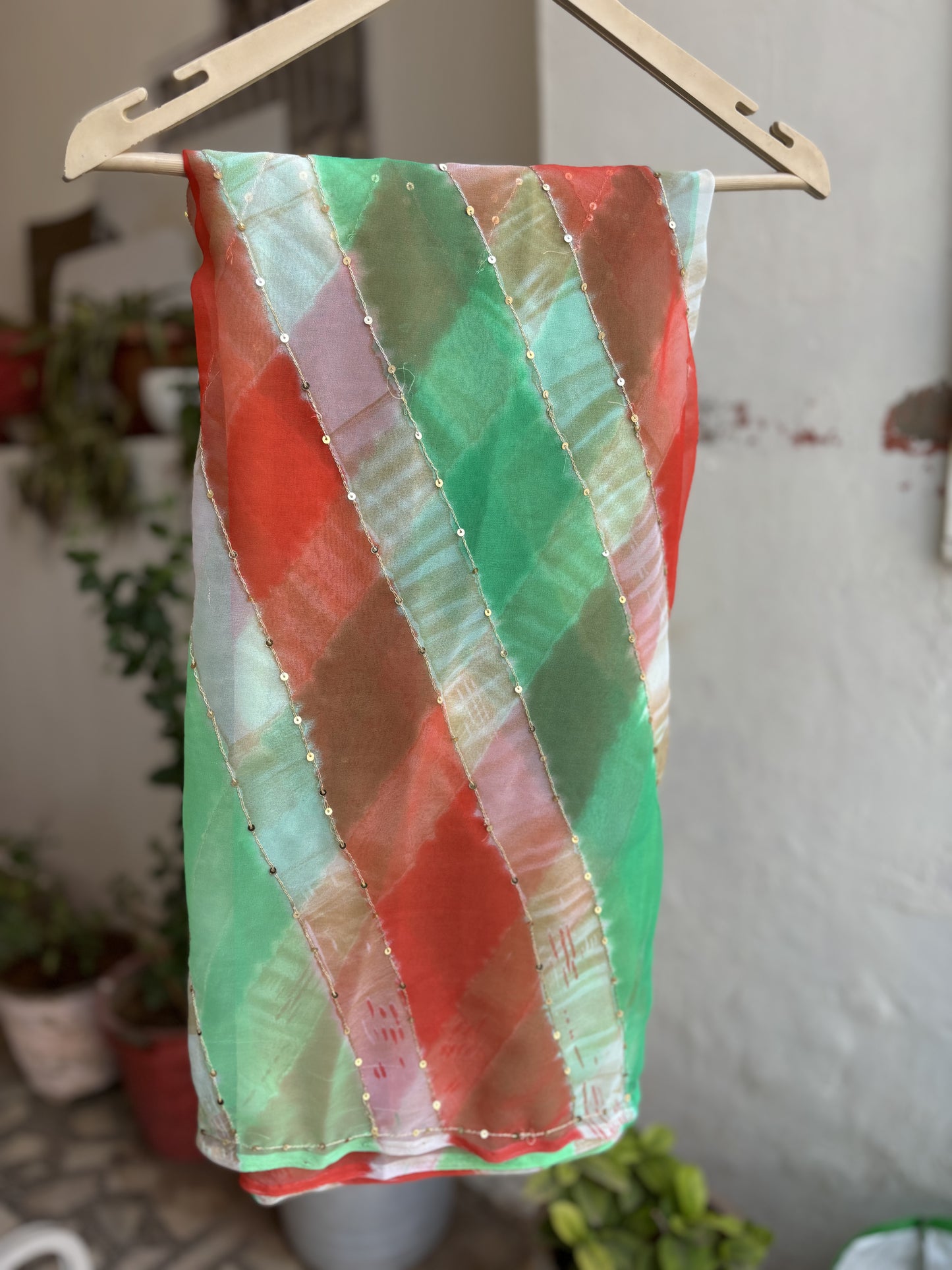 Lehria Design Red Green Zari Work