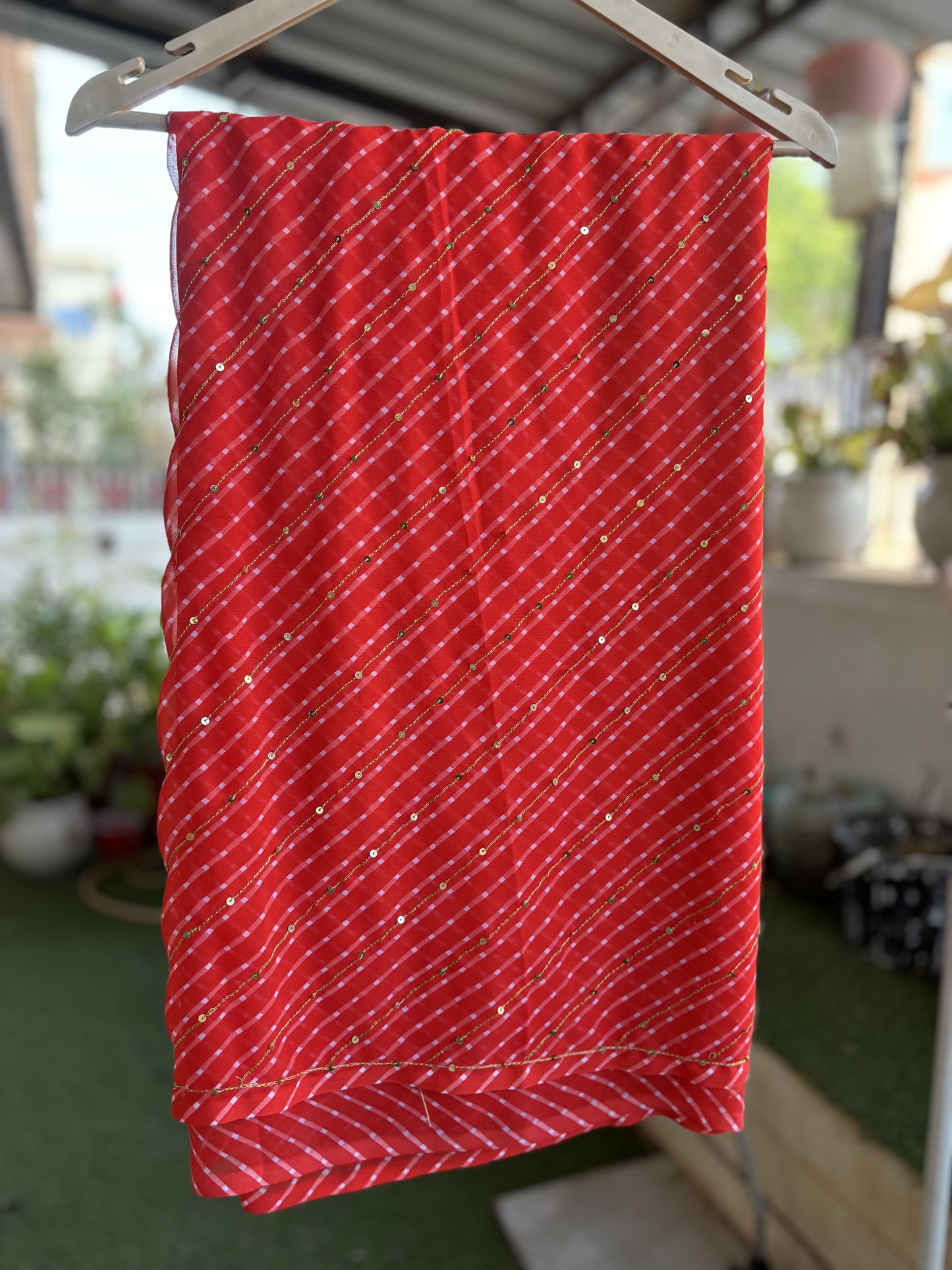 Reddish Orange mothda Zari Work