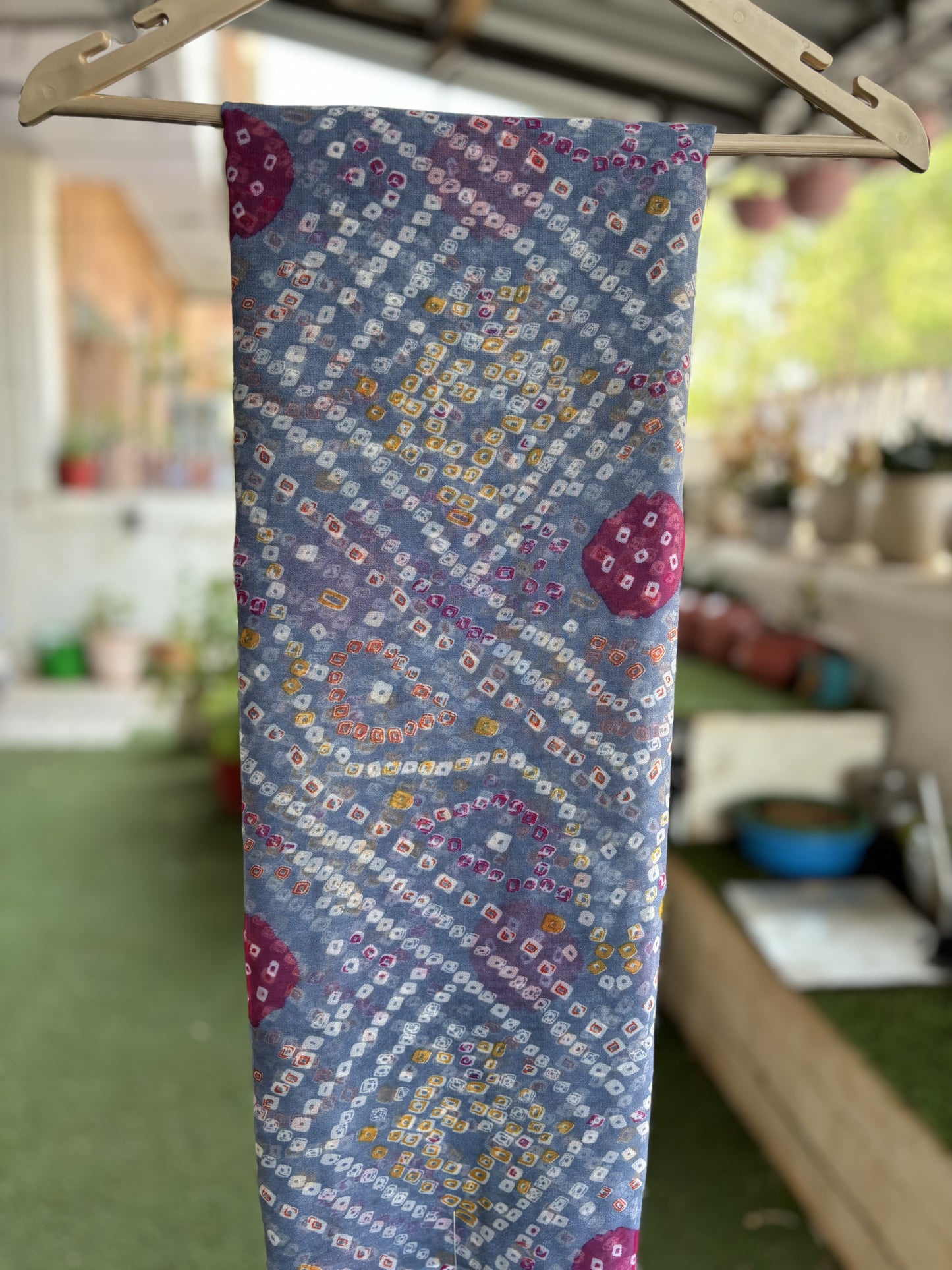 Grey Bandhani Saree with Ladu