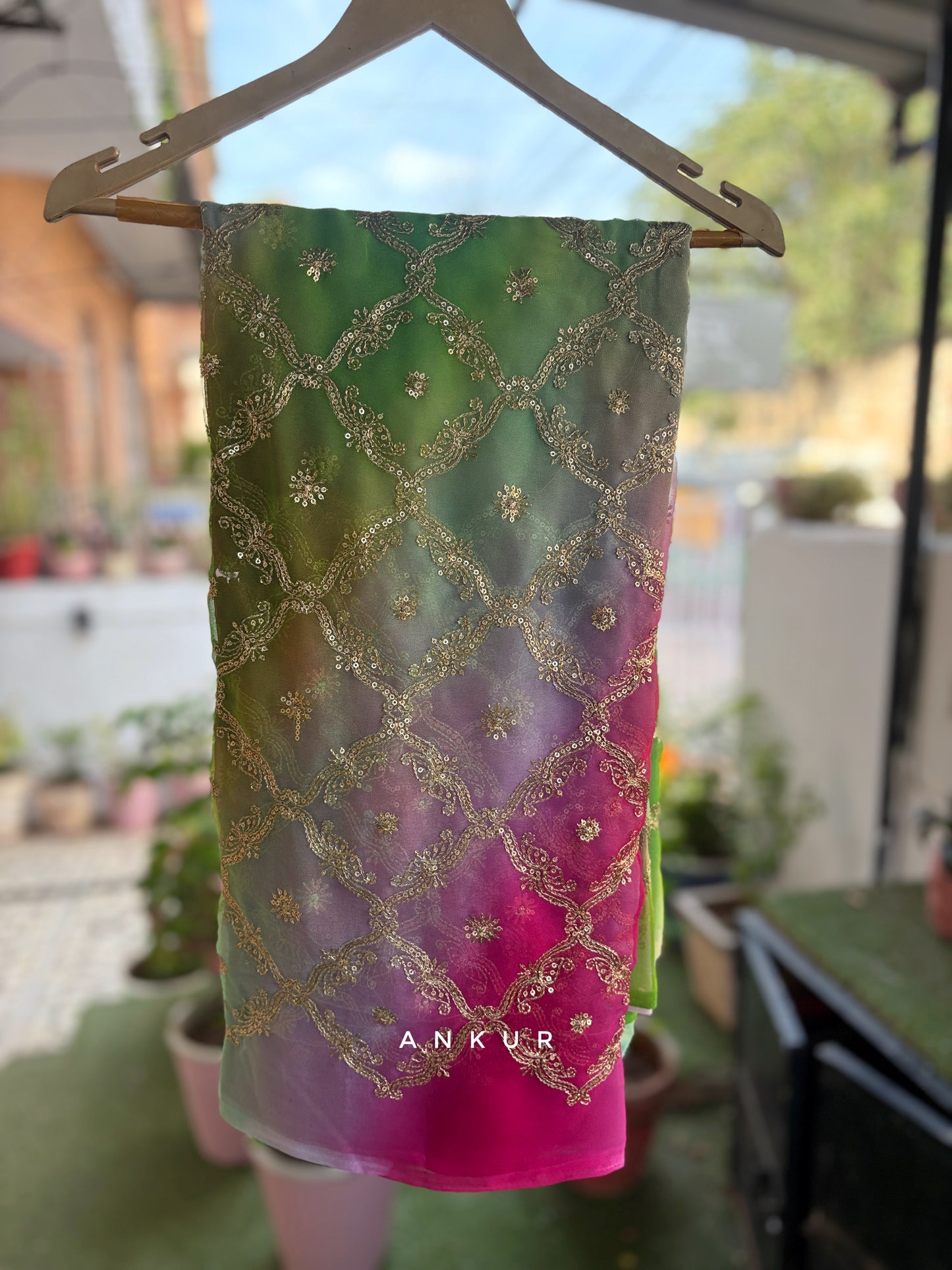 Shaded Purple Green tone multi Shade Yamini