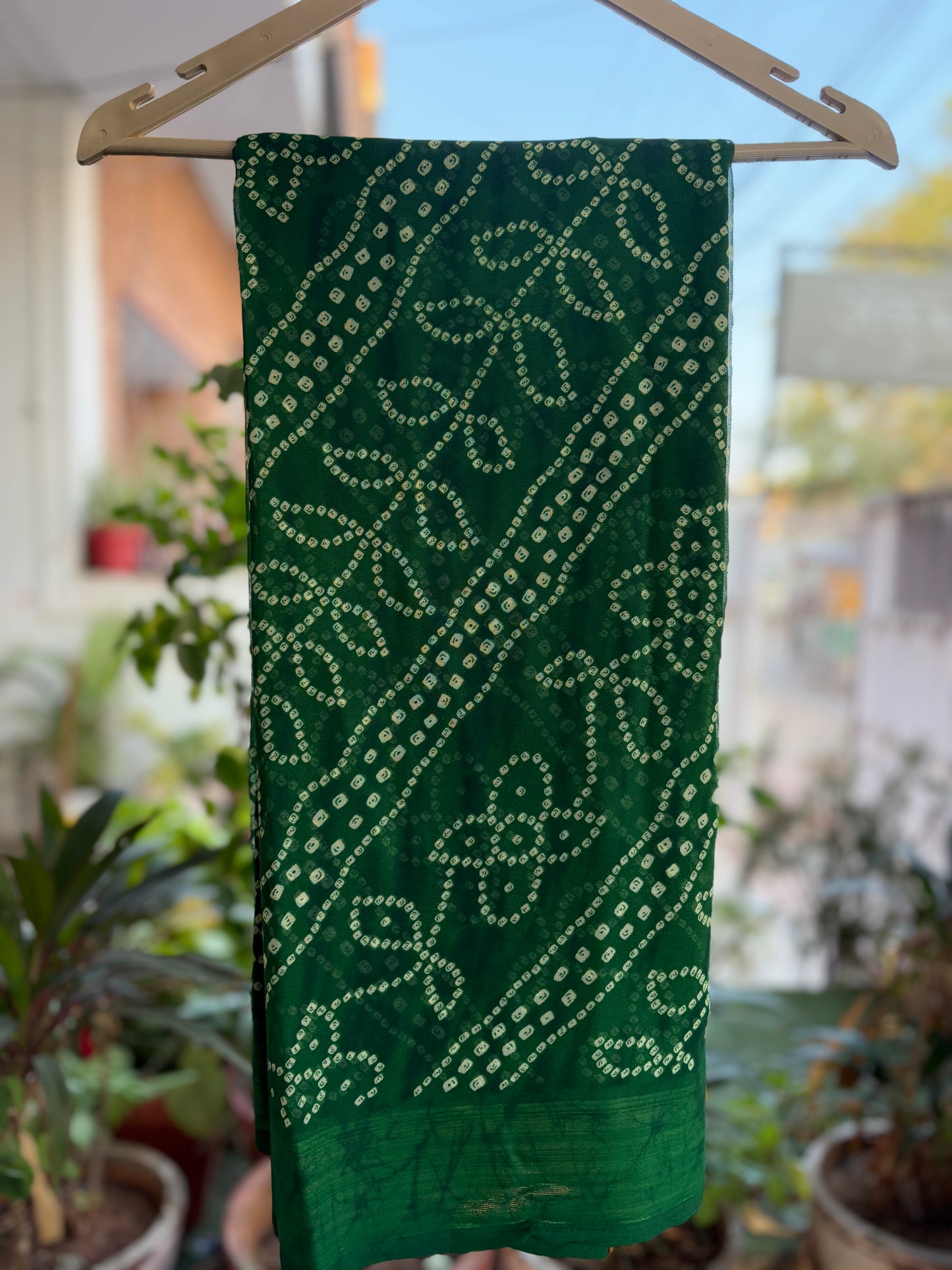 Green Bandhani Saree latika