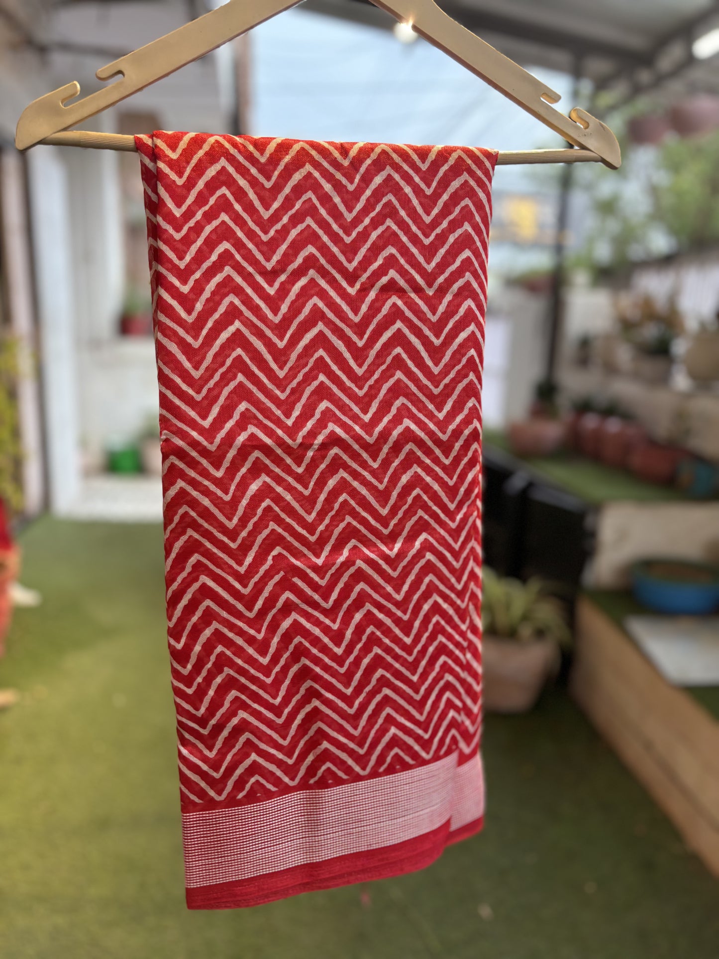 Red Cotton Silk Lehriya with Blouse