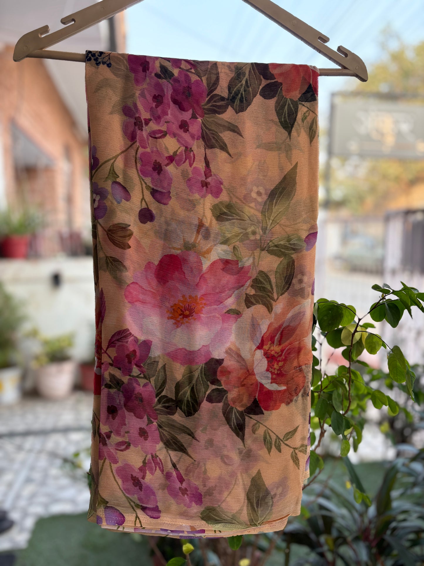 Peach Isha Pure Chiffon