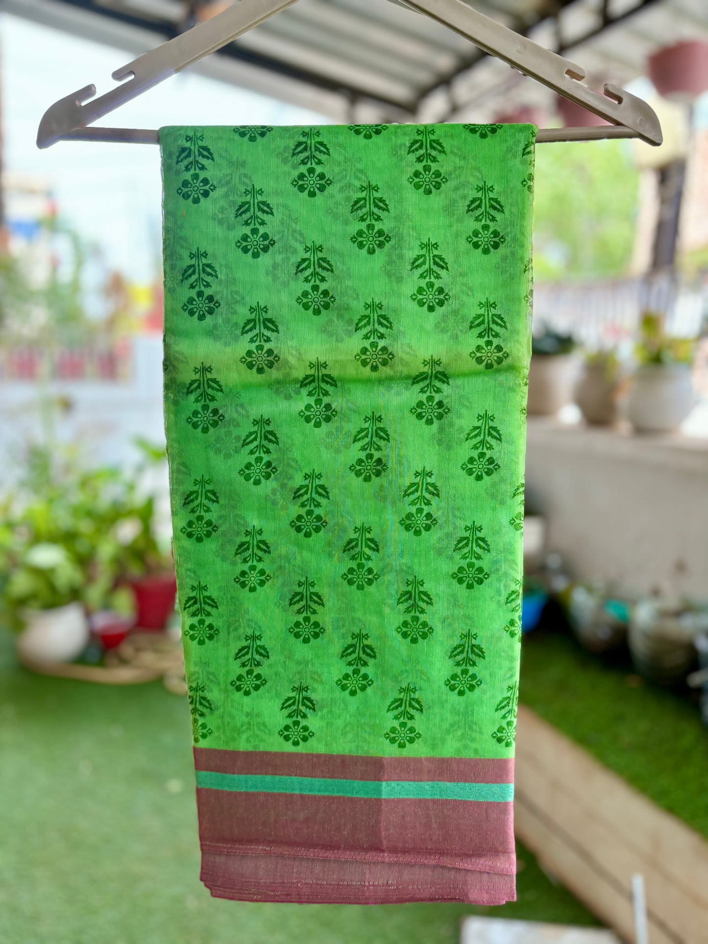 Green south semi Cotton saree