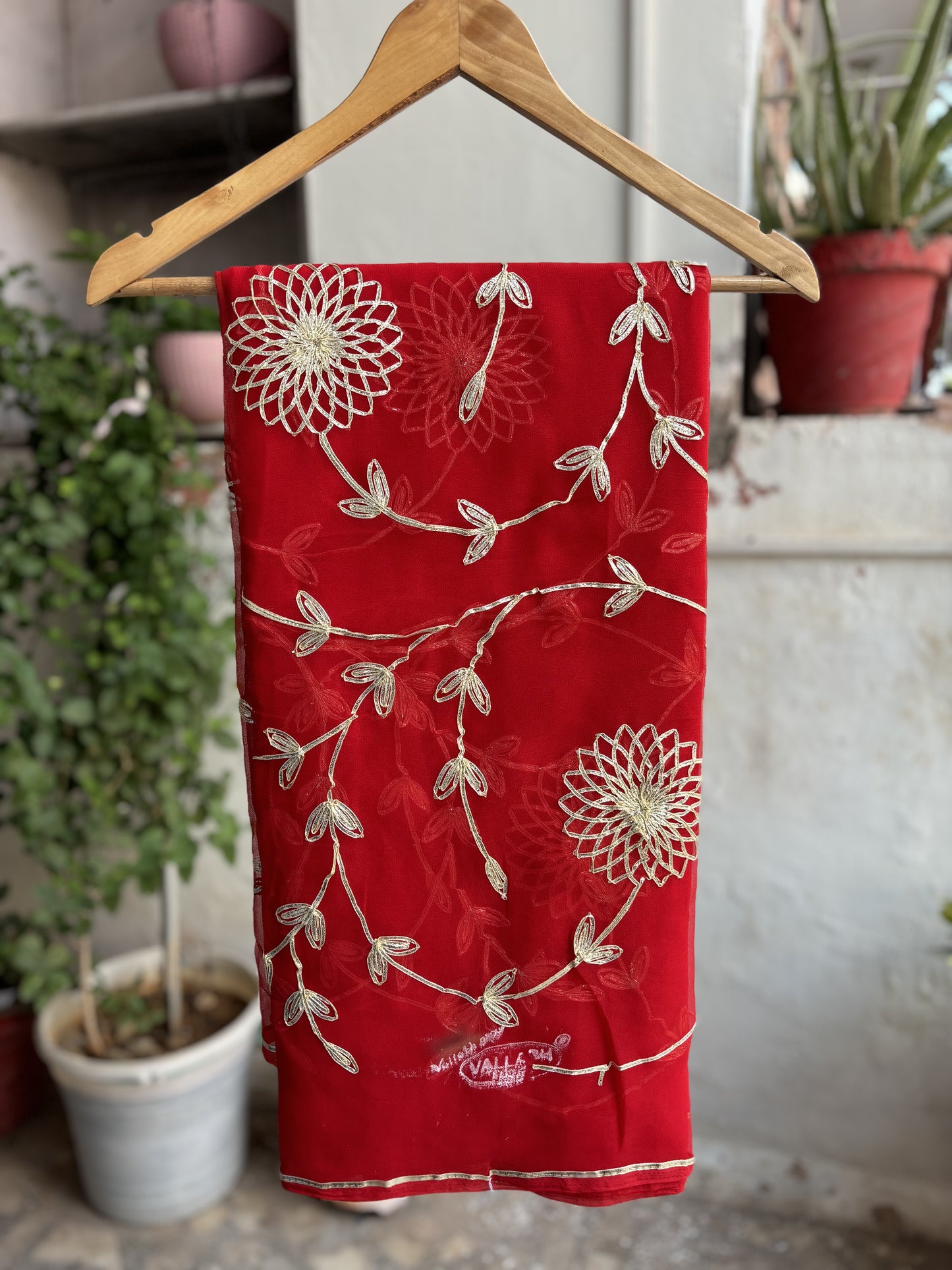 Bright Red in Jaal work Anvi