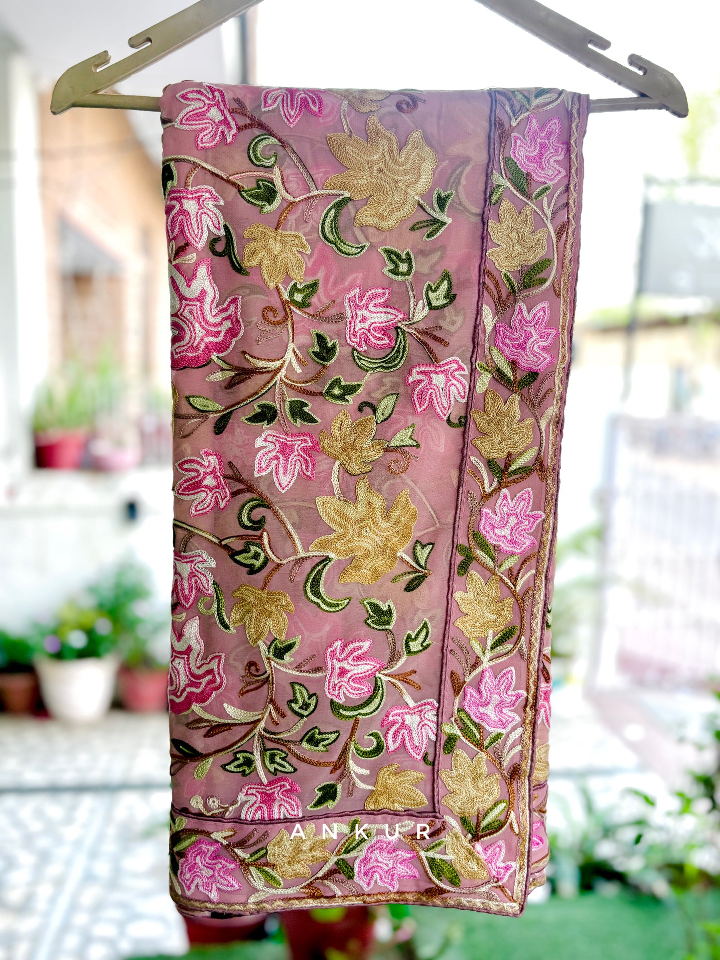 Onion Pink Kashmiri Ari work