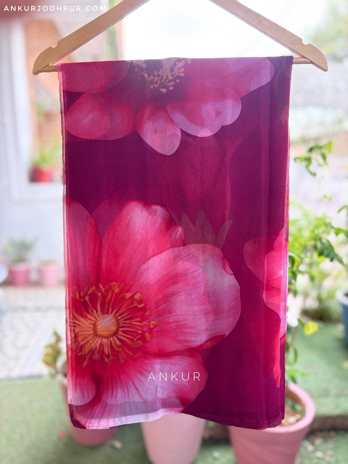 Wine on Pink Bade Flower Print