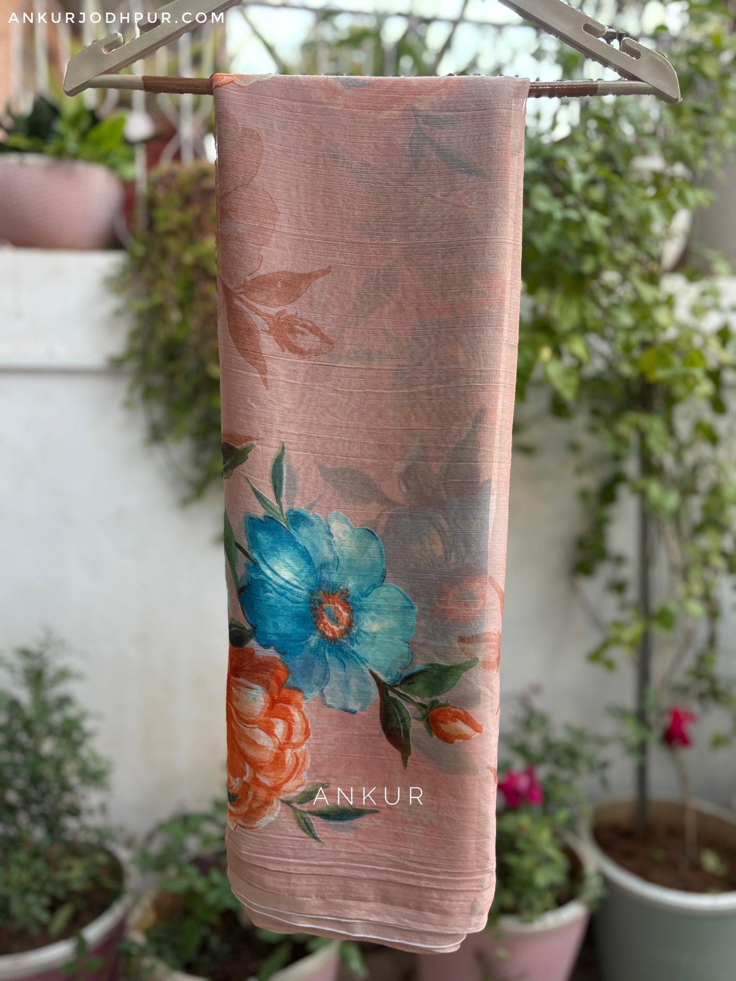 Blossom Twilight Peach Crep Silk saree