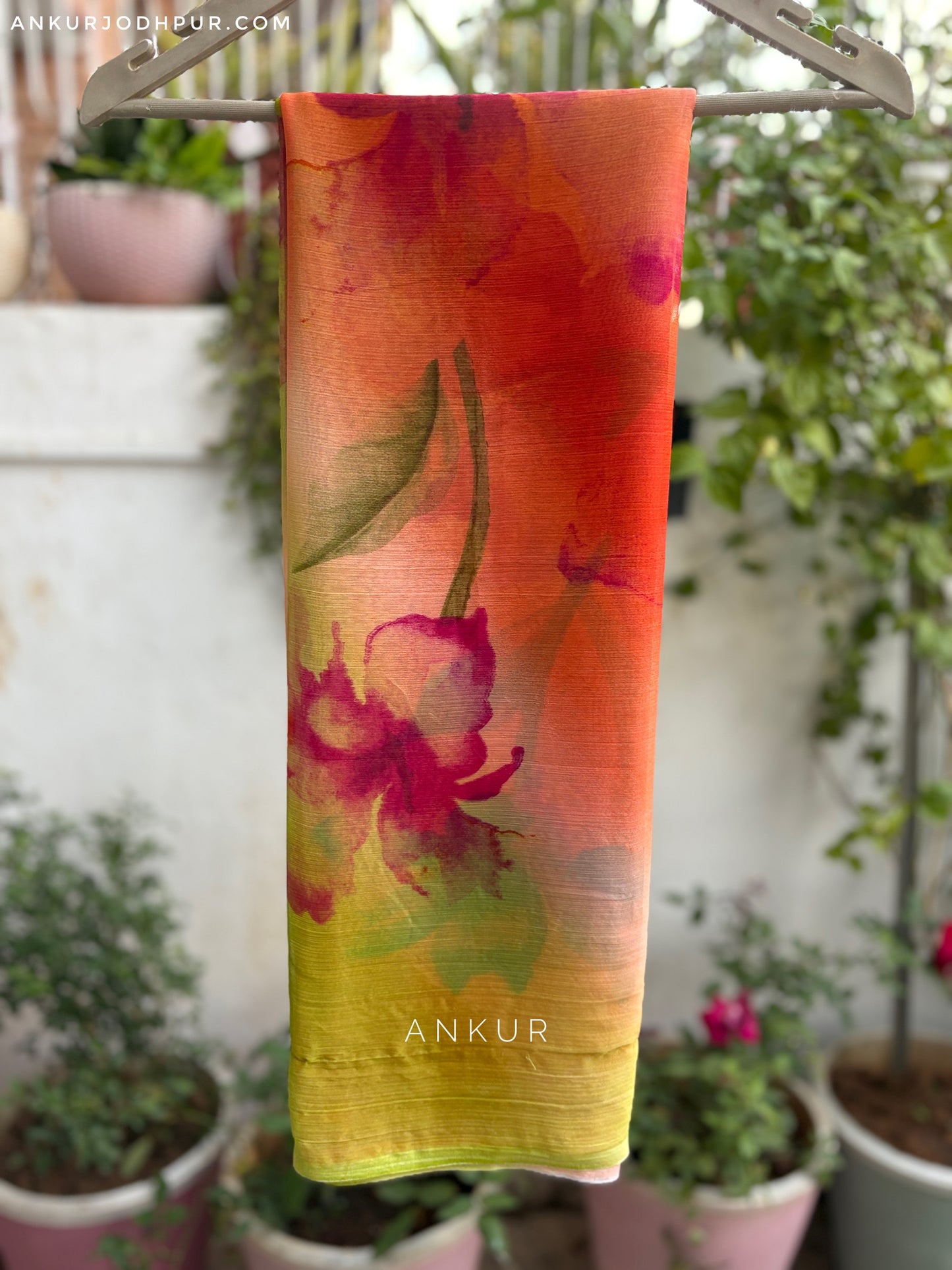 Garden of hues two Crep Silk saree