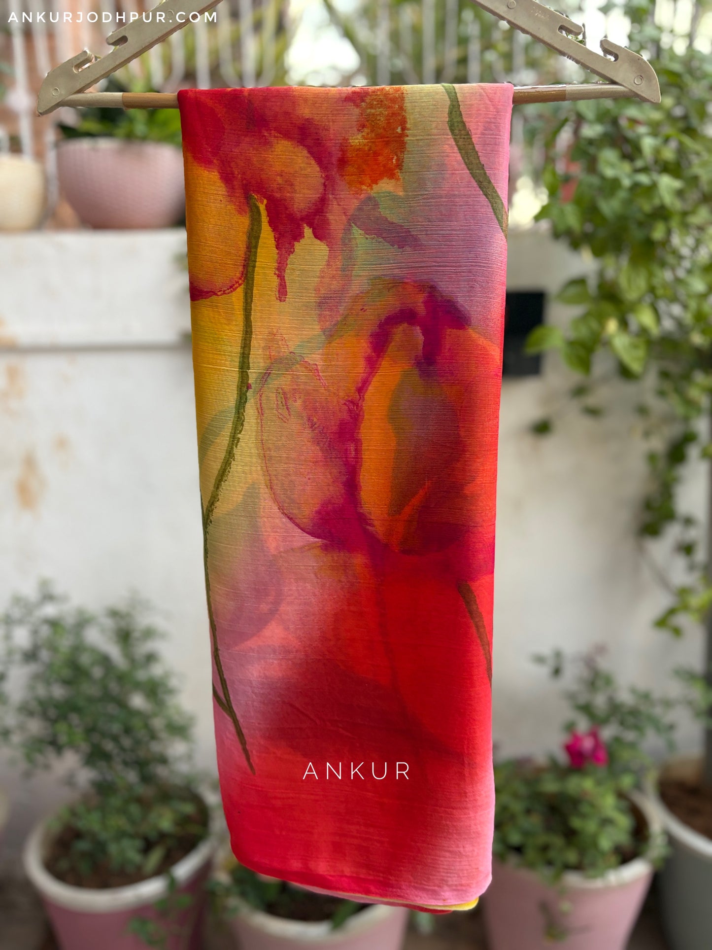 Garden of hues three Crep Silk saree
