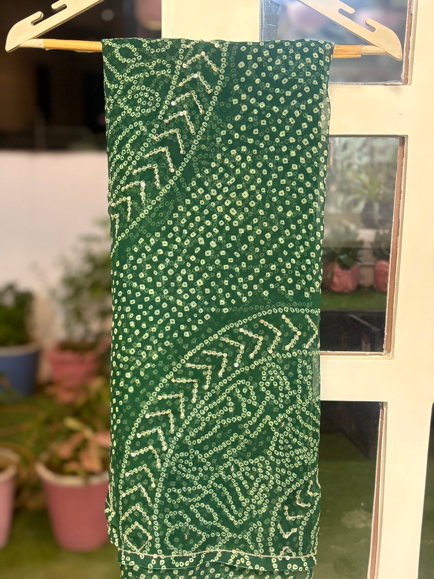 Suneri Green Bandhani zari work Suhani