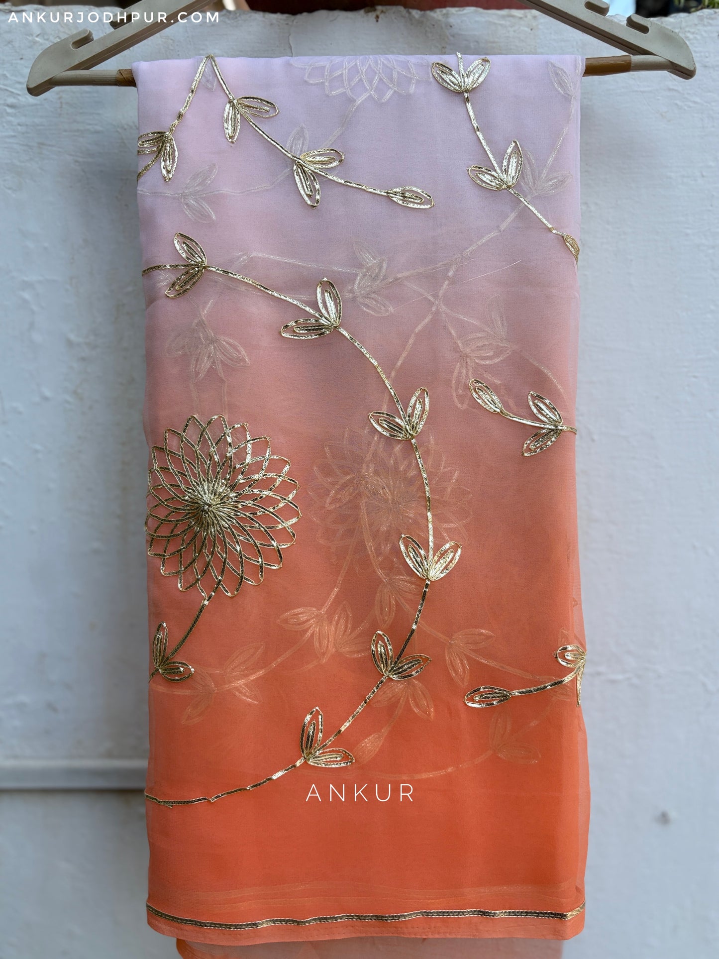 Gulnaar Peach in Jaal work Anvi