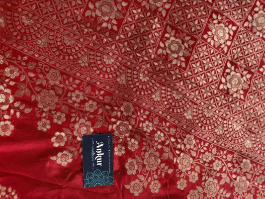 Red Silk with Zari Weaving