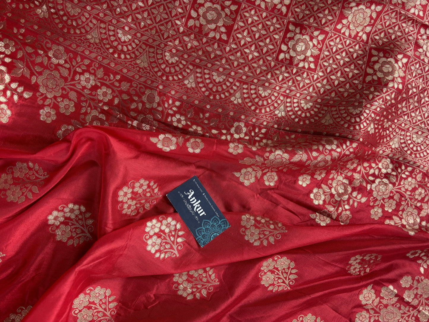 Red Silk with Zari Weaving