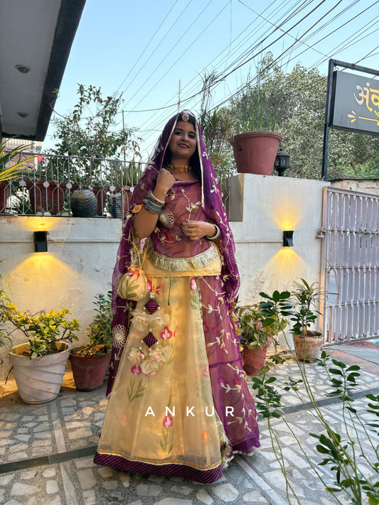 Golden with Wine Rajputi Poshak