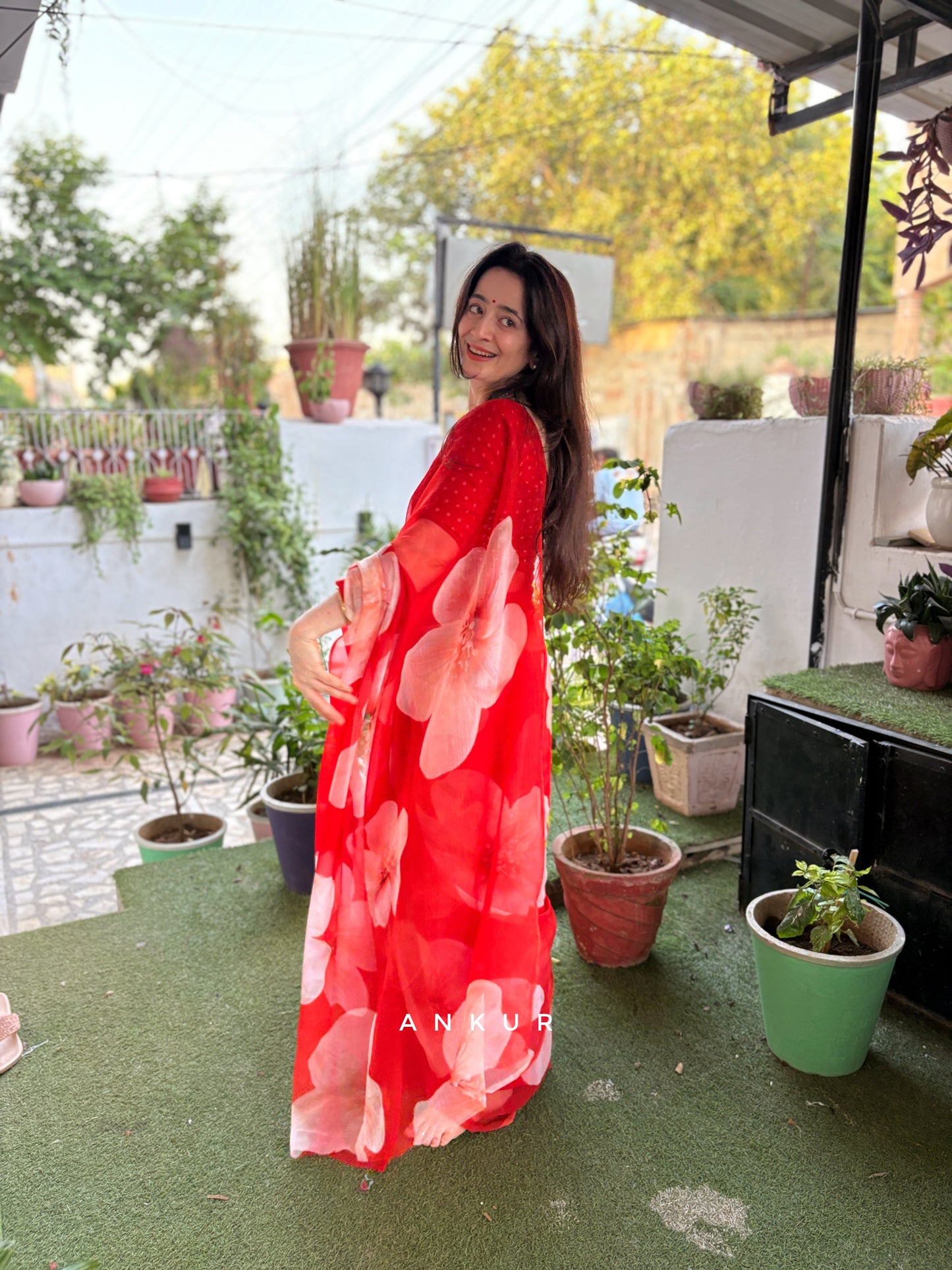 Ruby Circles Vintage Isha Chiffon