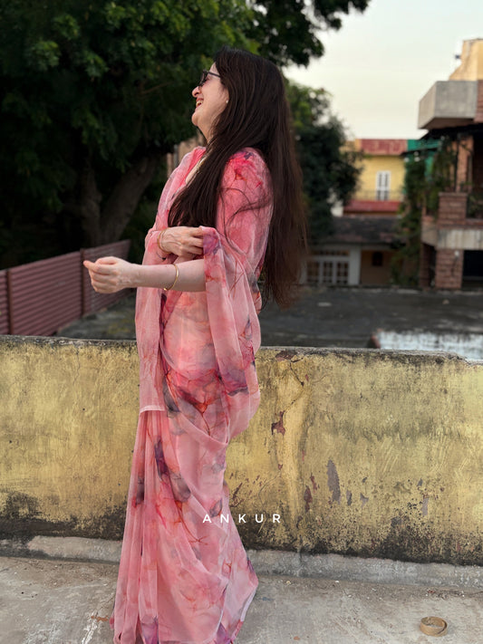 Coral Fantasy Vintage Isha Chiffon