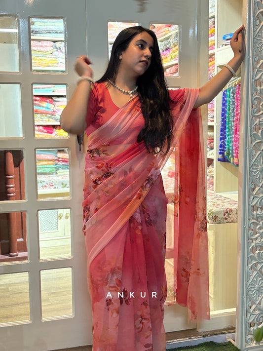 Scarlet Cloud Vintage Isha Chiffon