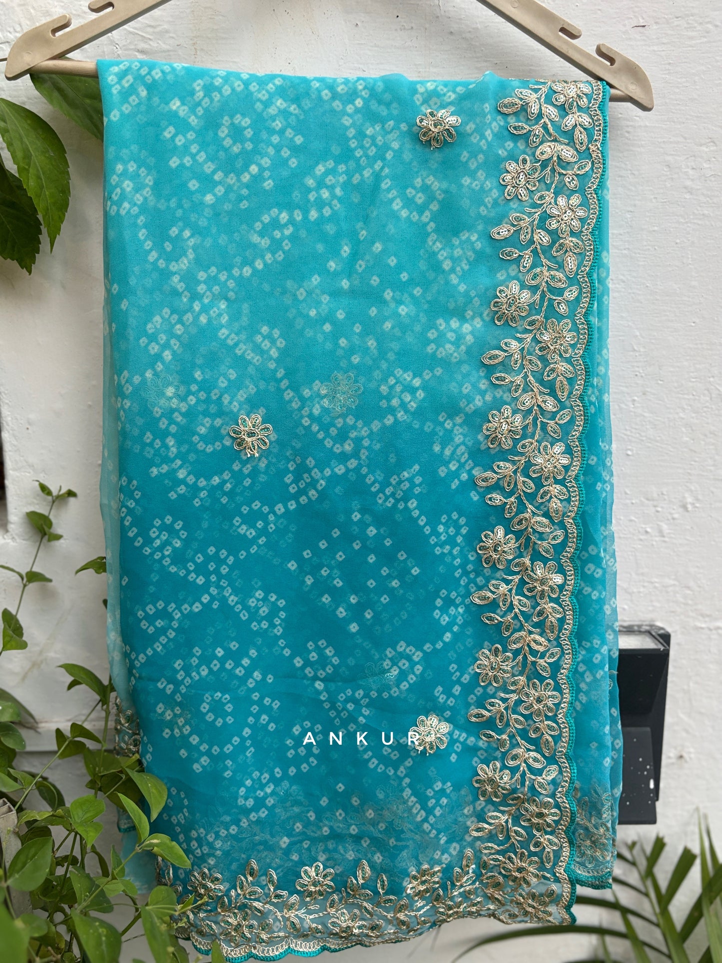 Shaded Bandhani Blue Nagina