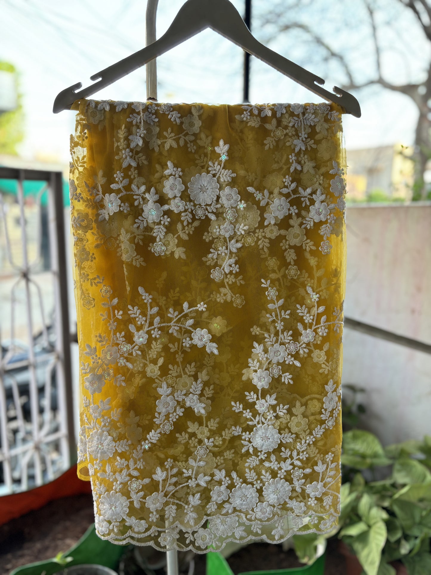 SunFlower Yellow Chikankari Saree