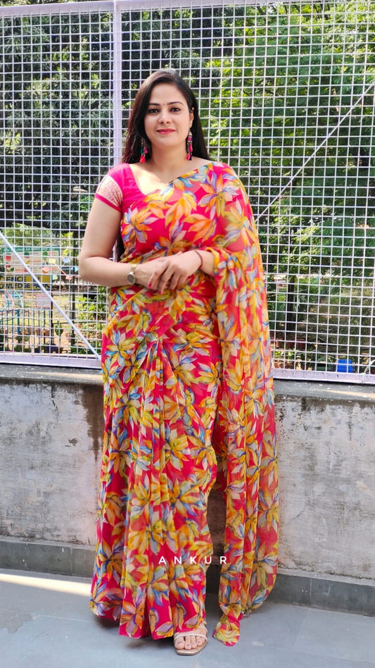 Hot pink multi Flower Print