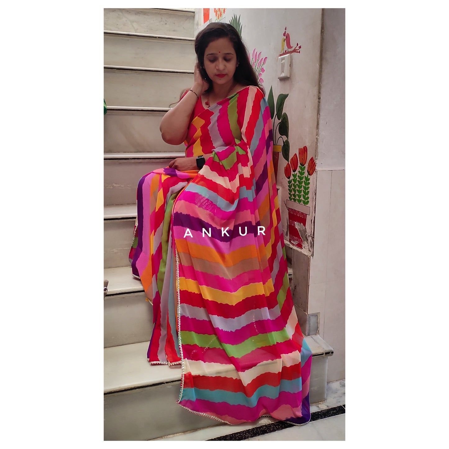 Multi colour Lehriya latika
