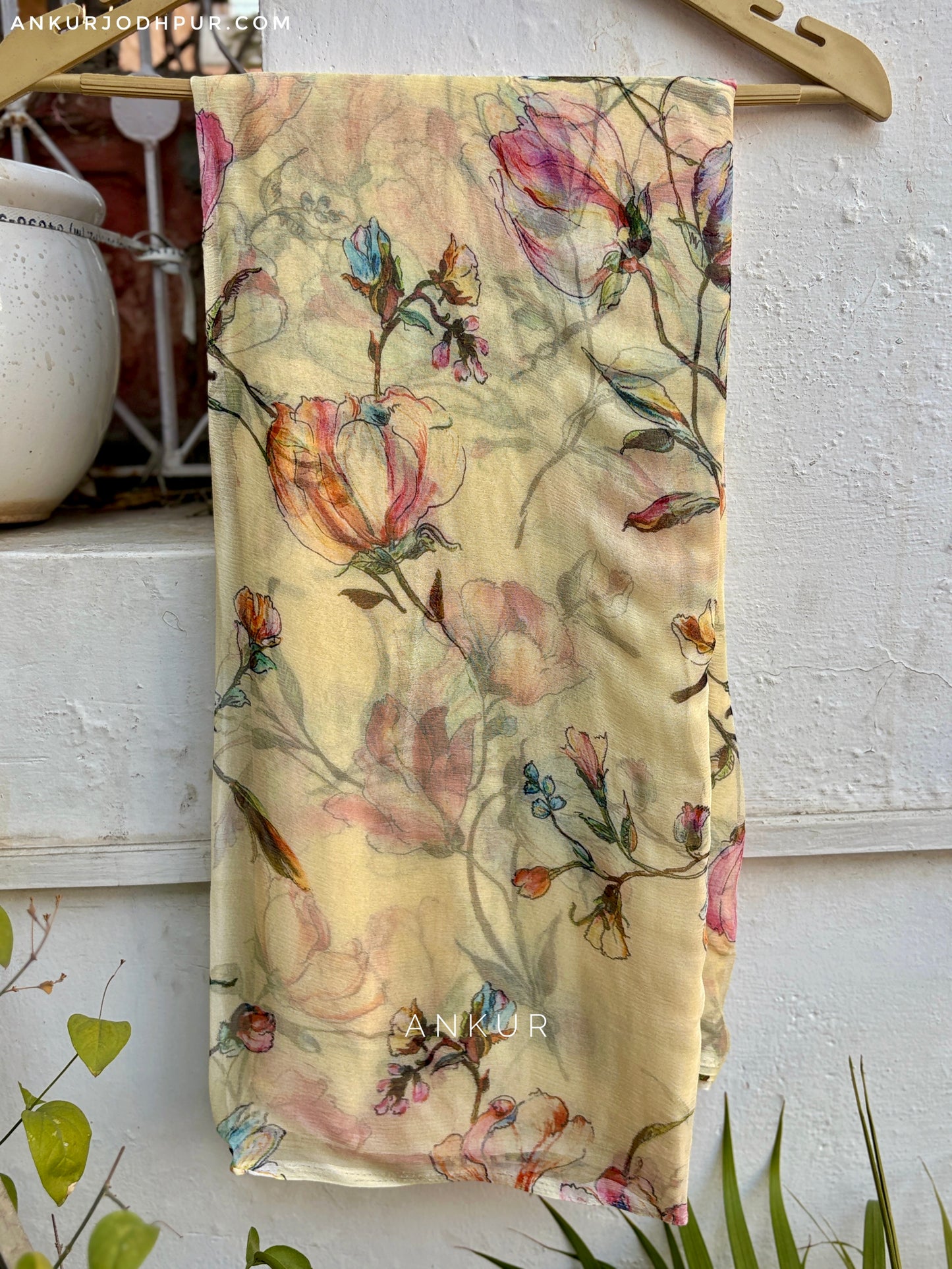 Ivory Vintage Vine Isha Pure Chiffon