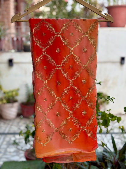 Peach and Orange Shaded Yamini