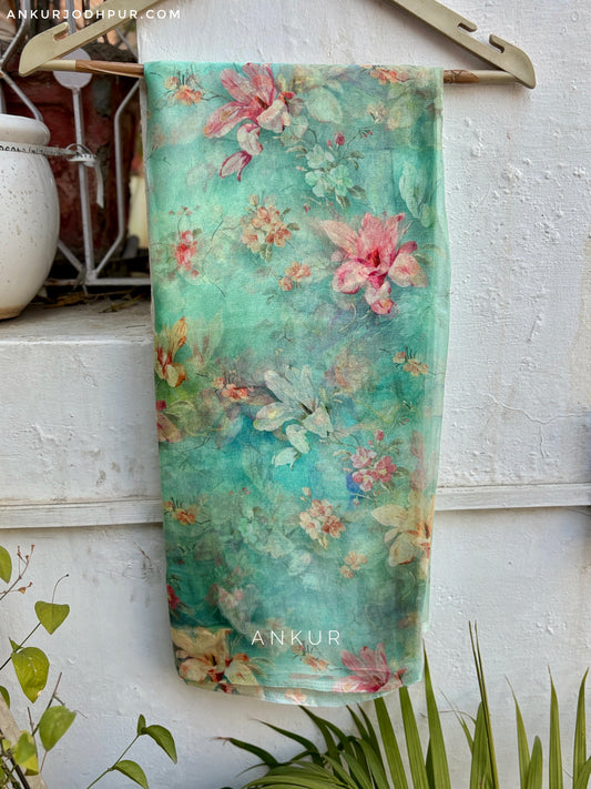 Coral Floral Isha Pure Chiffon