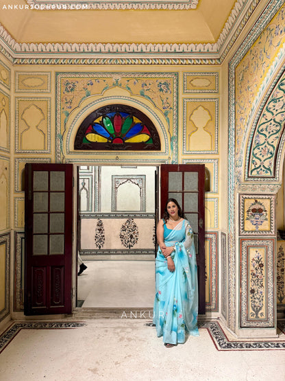 Sky Blue Flower Brush Paint