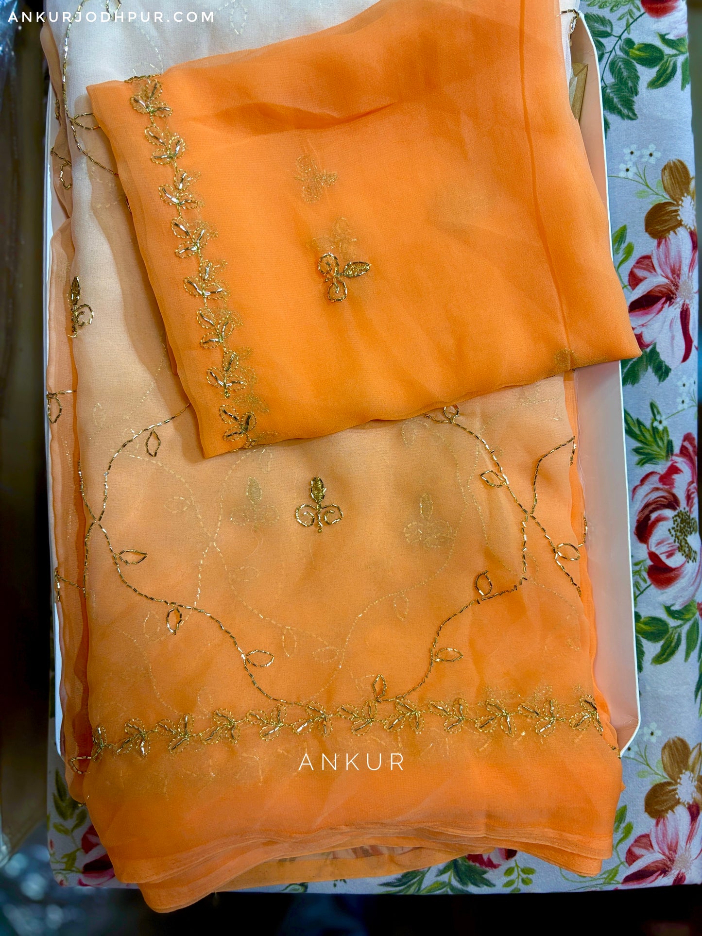 Gulnaar Peach cut dana Suhani