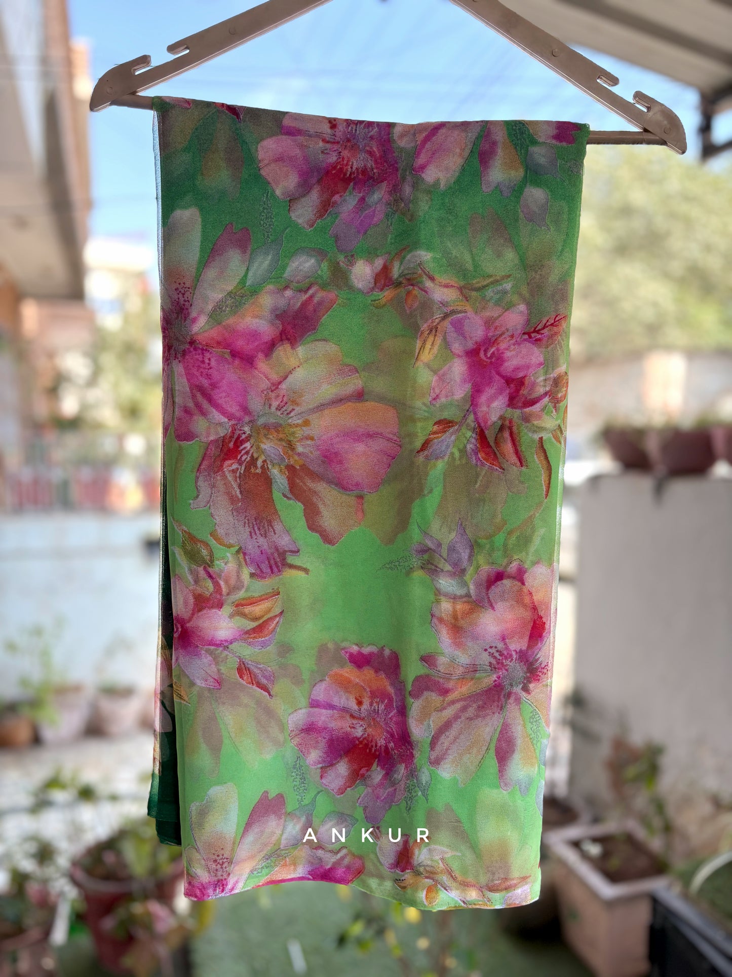 Double shaded Green Flower Print