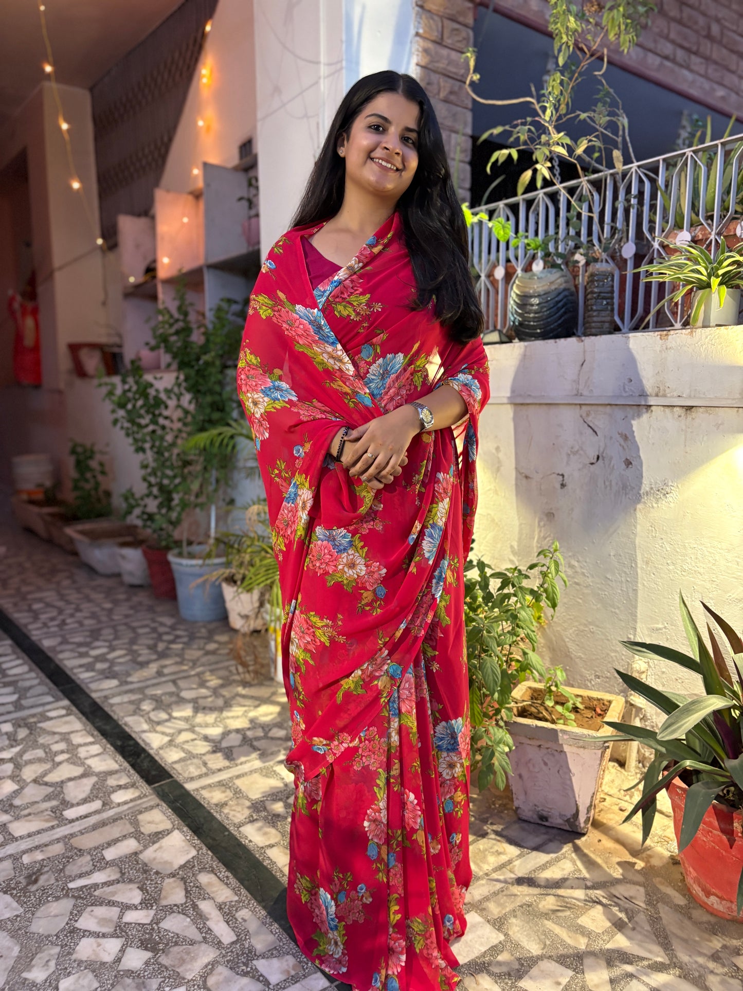 Apple Red Latika Saree