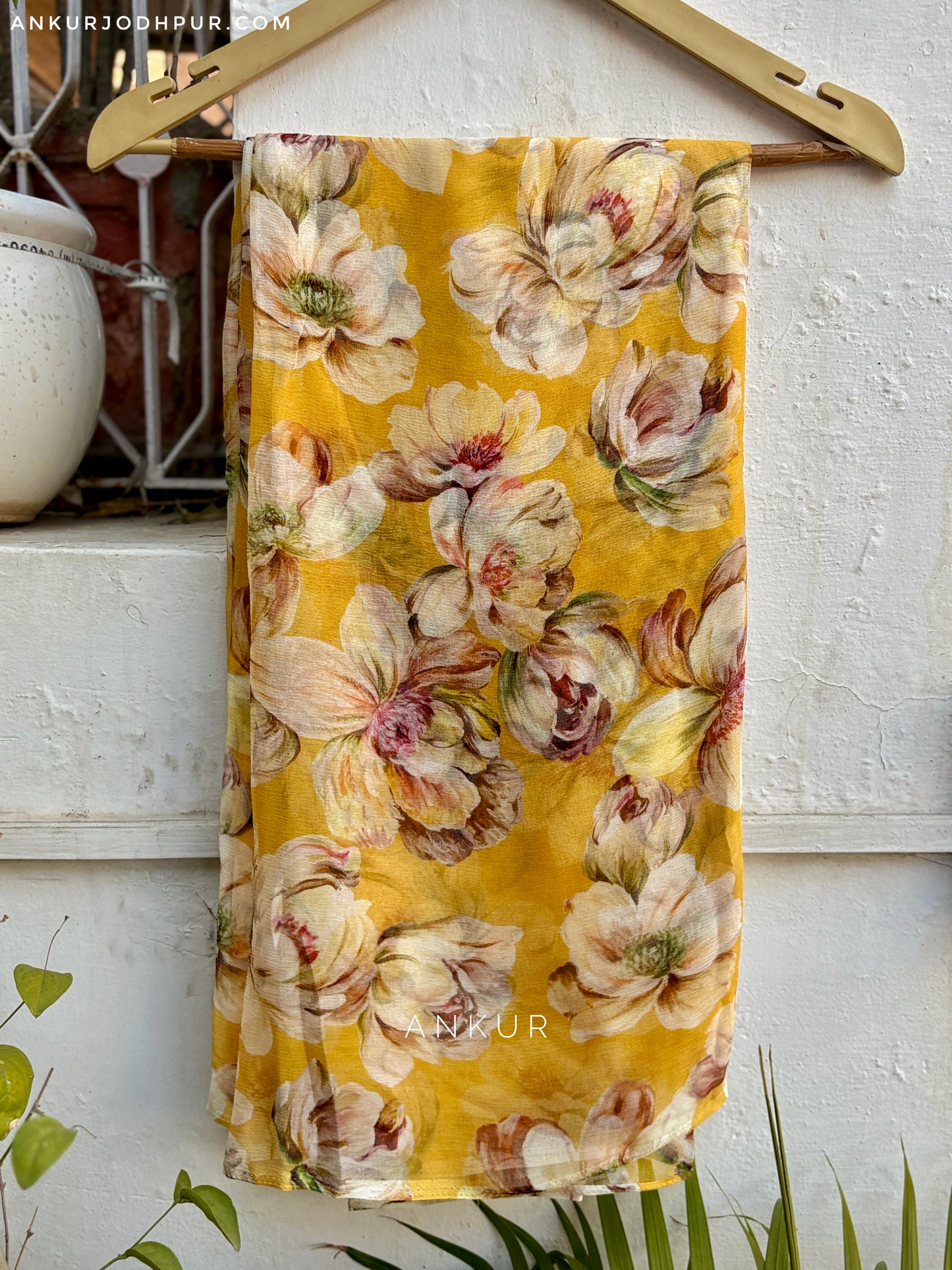 Mustard Magnolia Isha Pure Chiffon