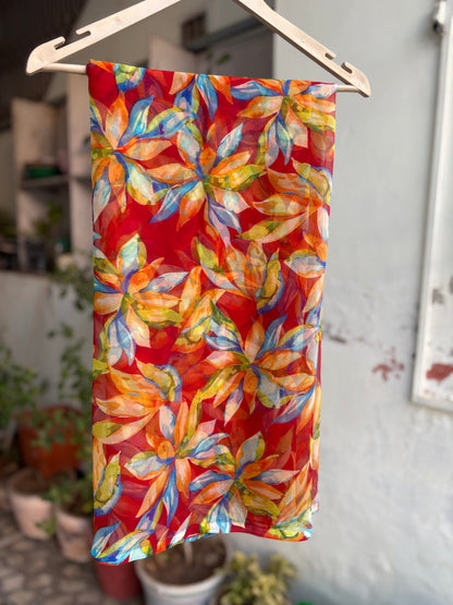 Porce Red multi Flower Print