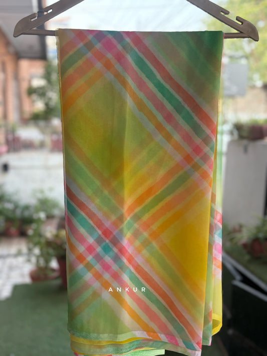 Pink with Green Lehriya