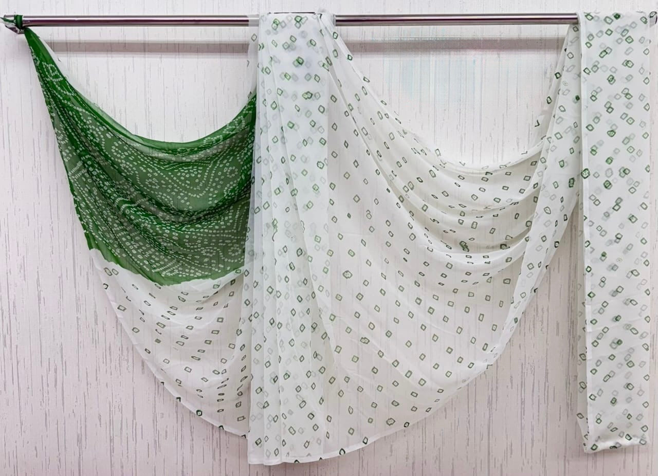 Green tipkii with bandhej Flower Print