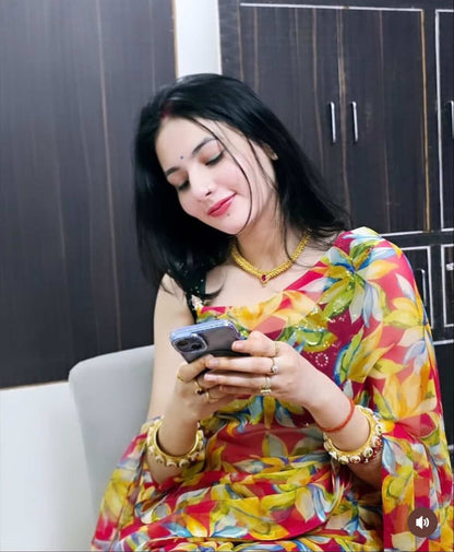 Porce Red multi Flower Print